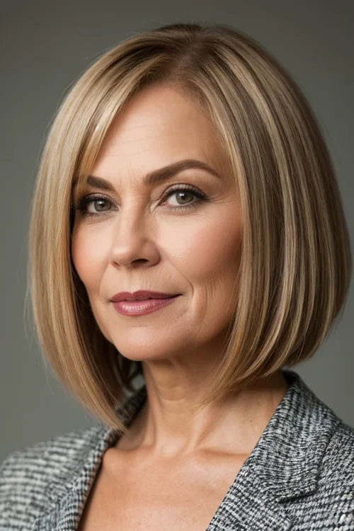 Blonde Chin-Length Graduated Bob Over 50