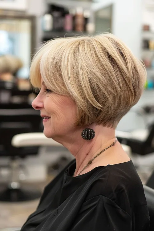 Blonde Short Layered Hair Over 70