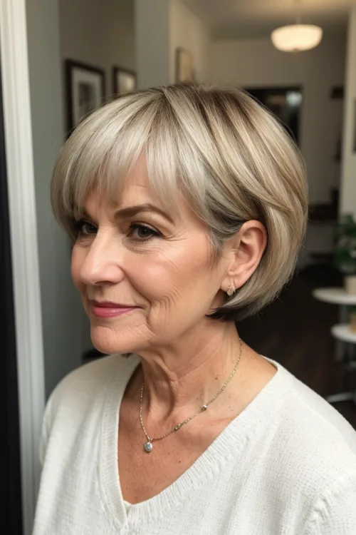 Classic Short Bob with Bags For Women Over 60