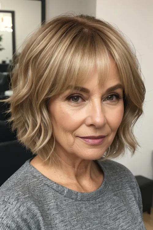 Golden Balayage with Finger Twist For Women Over 60