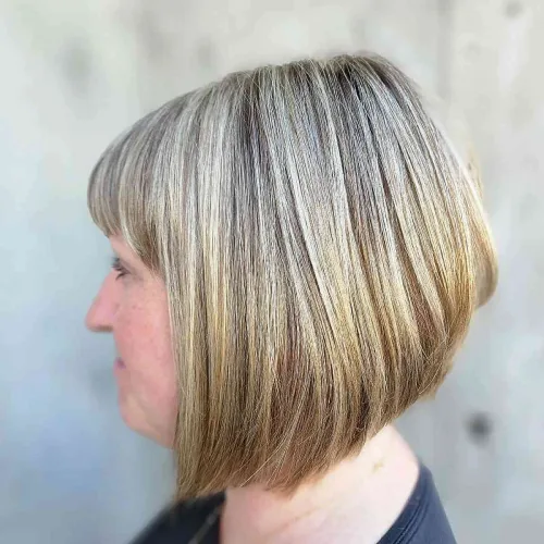 Inverted Bob With Highlights For Women Over 60