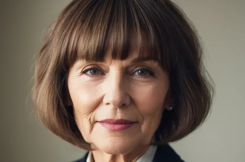 Jaw Length Bob with Full Bangs Woman over 70