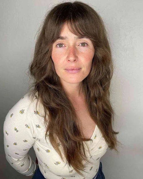 Long Brunette Soft Shag Haircut Over 40