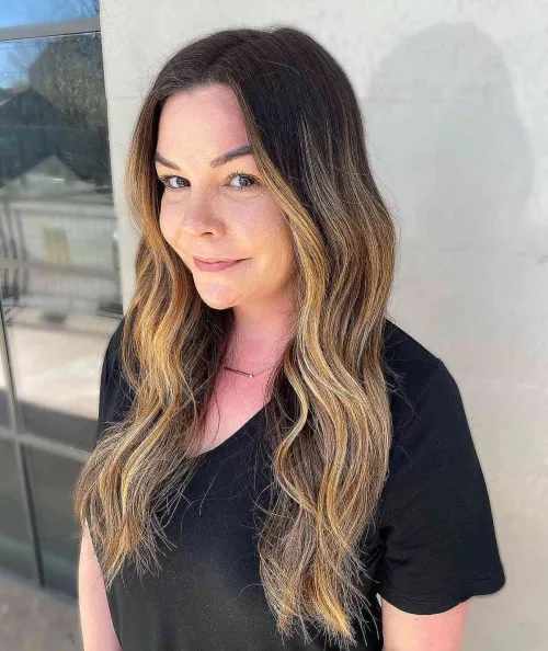 Long Loose Waves with Balayage Over 40