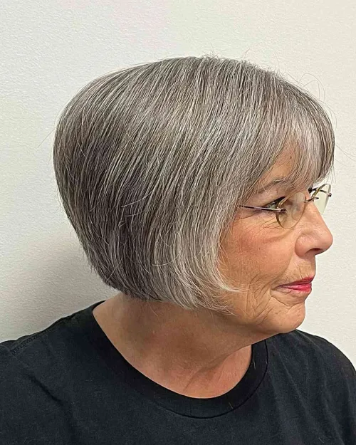 Grey Rounded Bob For Women Over 60