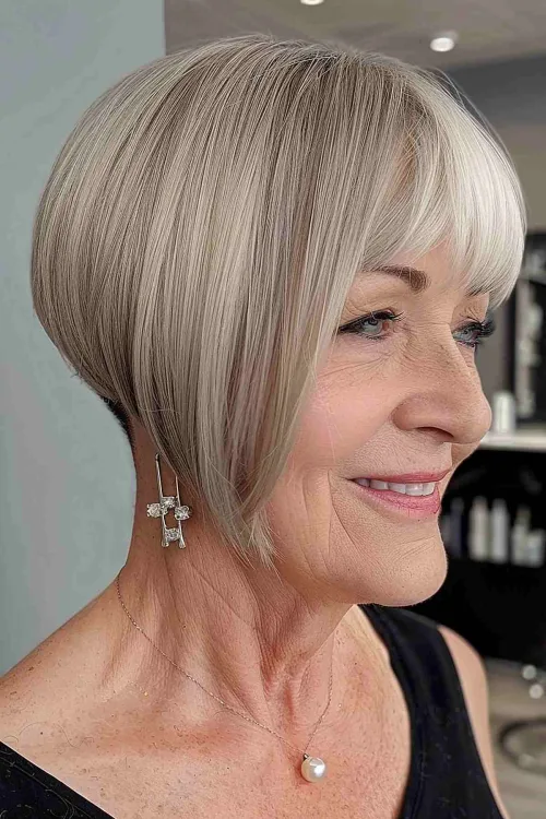 Short and Stacked with an Undercut and Bangs Over 60