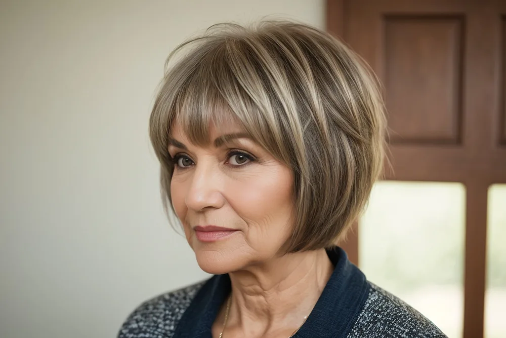 Short Bob with Highlights Over 60