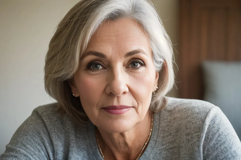 Short Grey Bob Woman Over 50