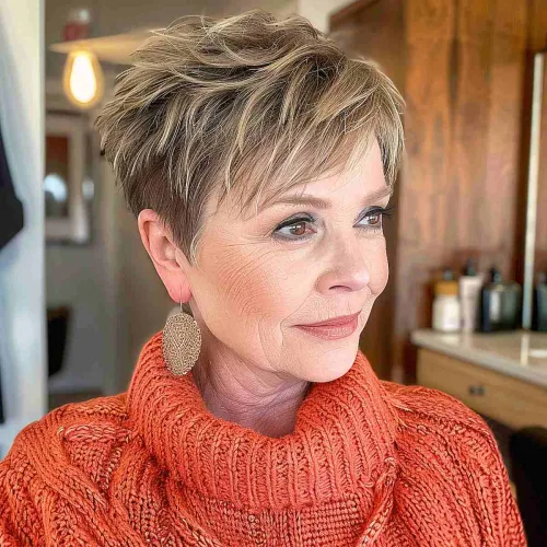 Short Textured Pixie For Women Over 60