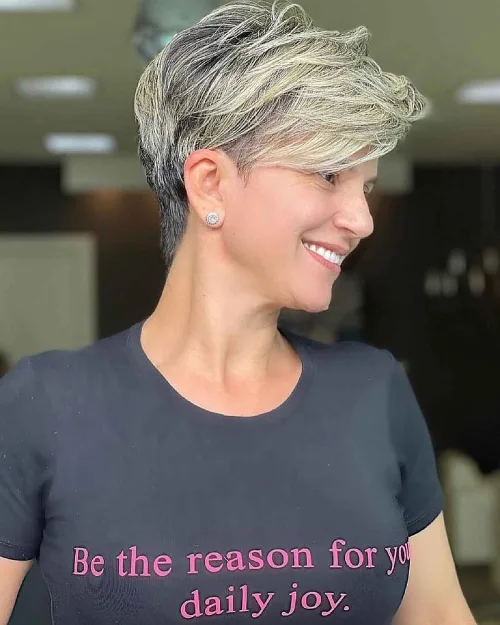 Layered Pixie with Bangs Over 40