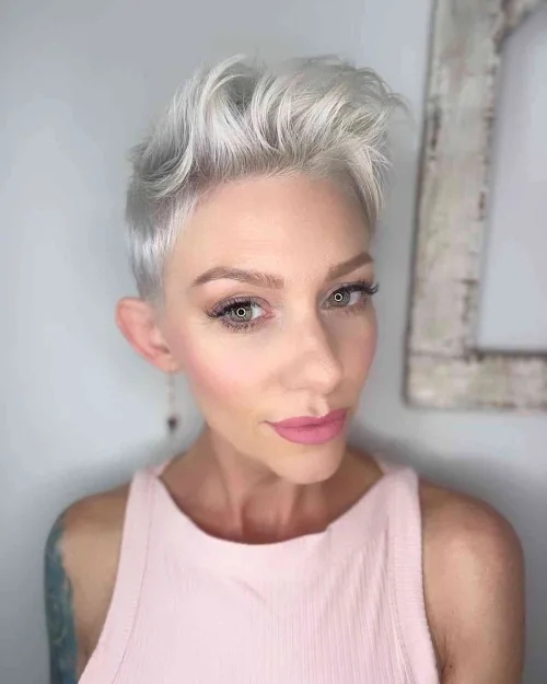 Platinum Blonde Modern High Quiff Over 40