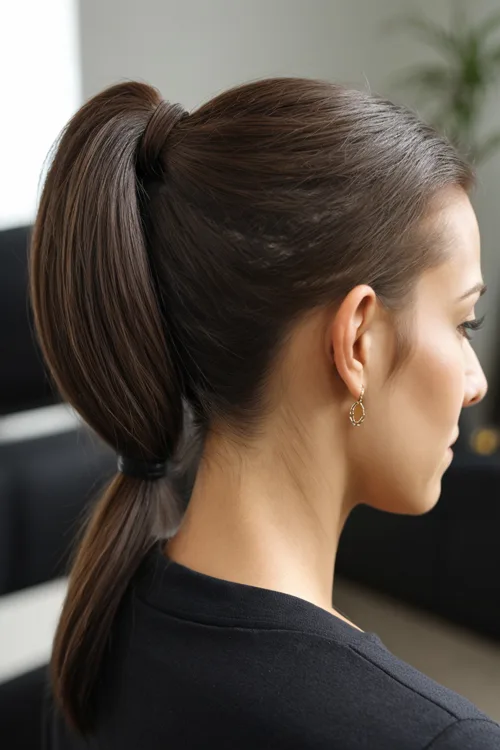 Simple Elegant Double Tied High Ponytail over 40