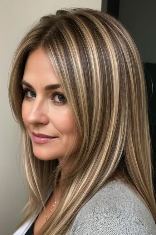 Straight Long Layers and Highlights Over 40