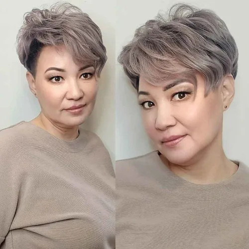 Wavy Pixie Undercut with Bangs Over 40