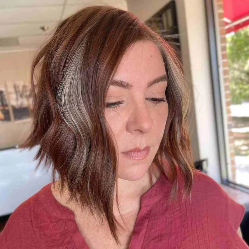 Wavy Stacked Bob with Jagged Ends Over 40