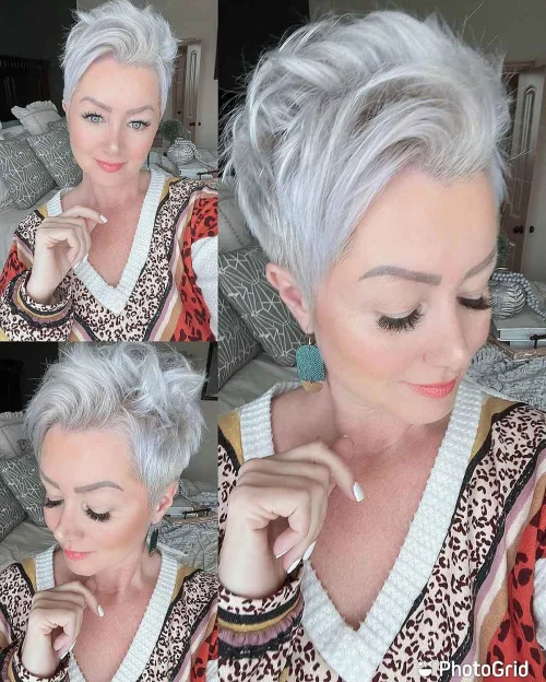 White Textured Pixie with Volume Over 40