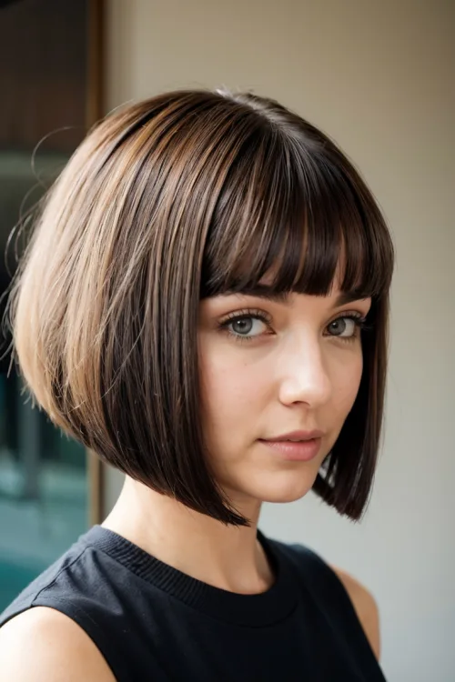 Brown Straight Angled Bob