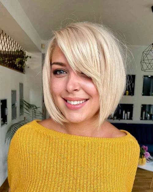 Chin-Length Blonde Bob With Swept Bangs