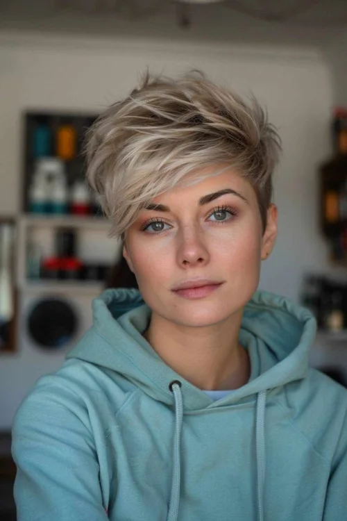 Layered Blonde Choppy Pixie with Volume