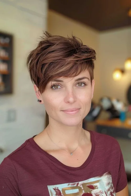 Light Brown Layered Pixie