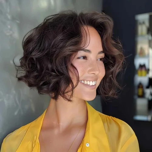 Voluminous Chin-Length Curly Bob